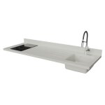 Plan de travail monobloc planiquartz avec �vier - 180 cm - snova - �vier � droite - plaque de cuisson ...