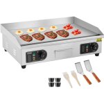Vevor - plancha electrique 4000 w, plaque a snacker commerciale plate, plaque de cuisson en fer et inox, ...