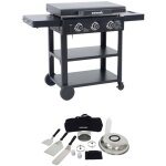 Plancha gaz 3 br�leurs acier inoxydable 12kw avec chariot et ustensiles - raoul