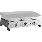 Plancha � gaz avec 3 bruleurs et couvercle en m�tal  fasto  - 7, 5 kw - gris