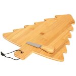 Planche en bambou en forme de sapin, avec un couteau  fromage.
