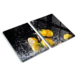 Planche de cuisine, couvre plaque, verre planche d�couper, verre tremp� ? 2 x 40 x 52 cm - citrons et ...