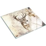 Tulup - planche de cuisine, couvre plaque, verre planche d�couper, verre tremp� ? 60 x 52 cm - cerf