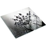 Planche de cuisine, couvre plaque, verre planche d�couper, verre tremp� ? 60 x 52 cm - pissenlits