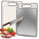 Planche � d�couper en acier inoxydable, double face, sans bpa, id�ale pour la viande, le pain, les l�gumes ...