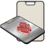 Planche � d�couper double face, en acier inoxydable de qualit� alimentaire avec poign�e, adapt�e � la ...