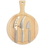 Planche  dcouper ronde et 3 couteaux  fromage