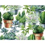 Planche à découper en verre 52 x 40 cm motif cactus Planche à découper en verre 52 x 40 cm motif cactus