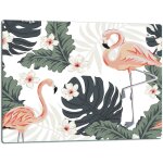 Planche  dcouper en verre 52 x 40 cm motif flamant rose