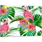 Planche à découper en verre 52 x 40 cm motif flamant rose Planche à découper en verre 52 x 40 cm motif flamant rose
