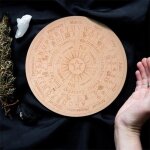 Planche de pendule 15 cm - bois sculpt� - cristal noir - d�coration int�rieure