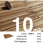 Planches de terrasse pin autoclave marron pour 10 m� ? longueur 4, 8 m
