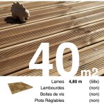 Planches de terrasse pin autoclave marron pour 40 m ? longueur 4, 8 m ? livraison gratuite