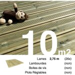 Planches de terrasse pin autoclave vert pour 10 m� ? longueur 2, 75 m
