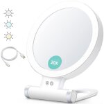 Planet miroir grossissant avec lumire, 20x / 1x, double face, miroir de maquillage portable, clairage ...