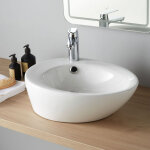 Planetebain - vasque  poser ovale en cramique blanche