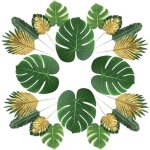 Plantes artificielles 66 morceaux 6 feuilles palmier artificiel, fausses feuilles, tiges et feuilles, ...