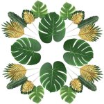 Plantes artificielles 66 morceaux 6 feuilles palmier artificiel, fausses feuilles, tiges et feuilles, ...