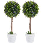 Plante artificielle lavande - lot de 2 pieds en pot 60 cm avec mousse - d�coration v�g�tale fausse pour ...