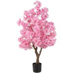 Plante artificielle en pot remplies de ciment 120cm, fausse cerisier avec 900 fleurs roses tronc en polythyl ...