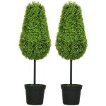 Plante buis artificielle lot de 2 - topiaire forme larme 90 cm - d�coration moderne int�rieur / ext�rieur ...