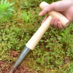 Plantoir en acier inoxydable avec manche en bois pour planter des bulbes outil de jardinage