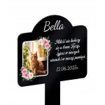 Plaque comm�morative avec photo pour la tombe d'un chat, bougie personnalis�e
