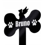 Plaque comm�morative pour la tombe d'un chien, bougie personnalis�e � la m�moire d'un �tudiant