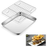 Plaque de cuisson en acier inoxydable avec grille de refroidissement 26x20, 5x2, 5cm bac cuisson, plaque ...