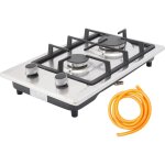 Plaque de cuisson � gaz en acier inoxydable, r�chaud � gaz 2 feux, avec tuyau de gaz et valve de r�duction ...