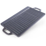 Plaque double grill en fonte pour viandes poissons et legumes