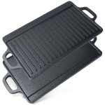 Plaque double grill en fonte pour viandes poissons et legumes