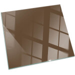 Plaque pare - feu en verre tremp� pour chemin�e protection du sol contre la chaleur couleur marron carr�e ...