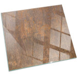 Plaque pare - feu en verre tremp� pour chemin�e protection du sol contre la chaleur texture rouill�e ...