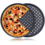 Plaque � pizza perfor�e - lot de 2 plaques antiadh�sives perfor�es en acier carbone - convient aux cuisines ...