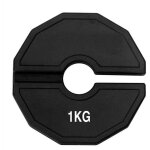 Plaques de poids fractionn�es en caoutchouc noir 1kg pour halt�res et mat�riel de gym