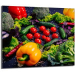 Plaque de protection en verre pour la cuisini�re 60x52 l�gumes