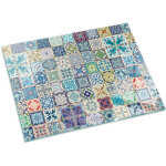 Plaque rectangulaire en verre tremp� de sol d�corative de sol avec impression sous chemin�e motifs mosa�ques ...