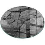 Plaque ronde d�corative de protection avec impression sous chemin�e pour salon motif pierre naturelle ...