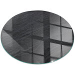 Plaque ronde de sol sous po�le � bois en verre tremp� protection thermique du plancher texture de pierre ...