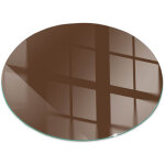 Plaque ronde en verre tremp� avec impression d�corative protection de sol sous chemin�e couleur marron ...