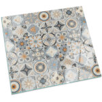 Plaque en verre tremp� avec impression d�corative protection de sol sous chemin�e motifs mosa�ques sur ...