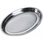 Plat ovale en acier inoxydable avec plateau argent�, mesurant 30, 3 x 19, 5 x 3 cm, con�u pour le service ...