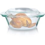 Plat rond allant au four avec couvercle en verre borosilicate