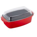 Plat a rotir avec couvercle rouge