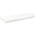 Plat de service rectangulaire en porcelaine liser dor 31x15 cm