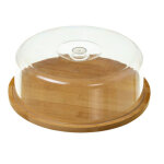 Plateau fromage bambou rond et cloche acrylique