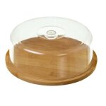 Plateau fromage bambou rond et cloche acrylique
