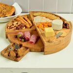 Plateau � fromage rond en bambou avec couteau � fromage, plateau de service tournant en bois � 4 couches, ...