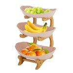 Plateau � fruits triple en plastique beige grand plateau � fruits panier � fruits � 3 niveaux supports ...